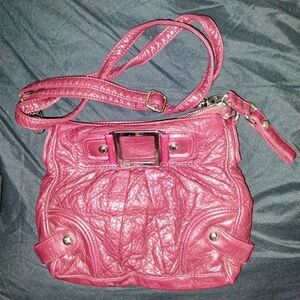 Black Rivet Red Leather Shoulder Bag